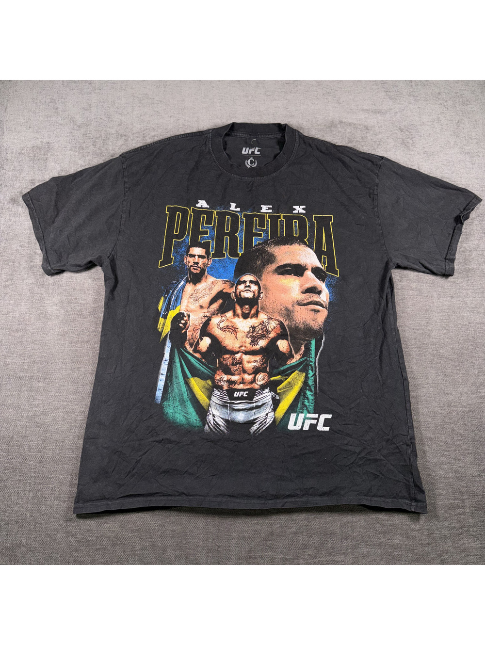 Alex Pereira UFC Graphic T-Shirt Large Black Cotton MMA Fighter Tee